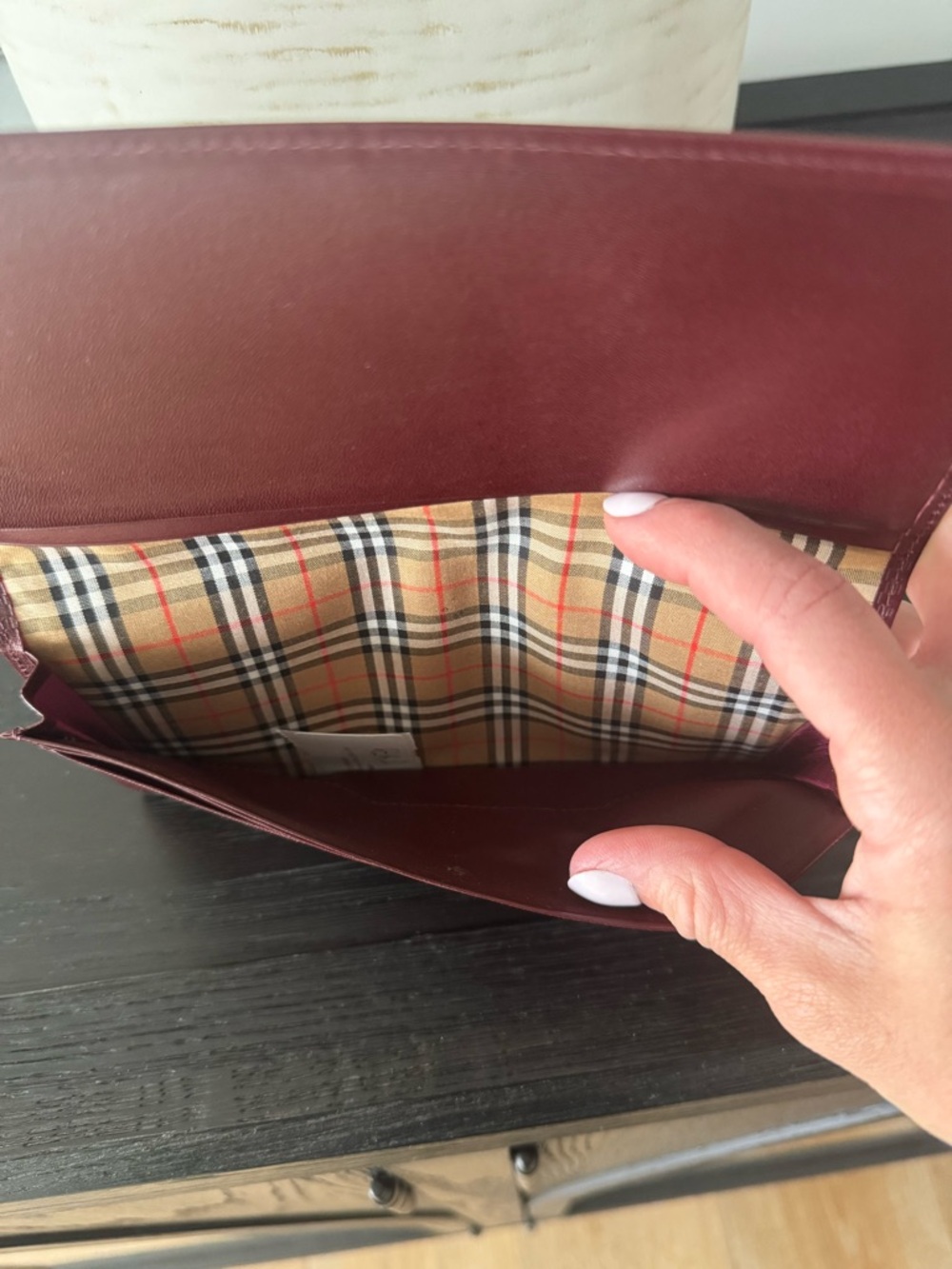 Burberry Maroon Leather Slim Wallet - Picture 11 of 11